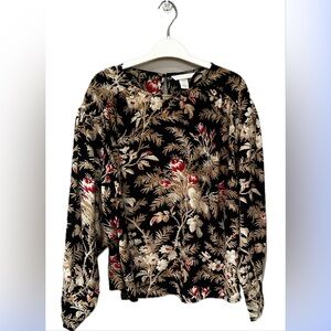 H&M Black,Red and Tan Floral Blouse